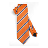 Stripe Tie Handkerchief Cufflinks - 07-ORANGE 2