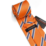 Stripe Tie Handkerchief Cufflinks - 07-ORANGE 2