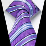 Stripe Tie Handkerchief Set - D-03-PURPLE/BLUE