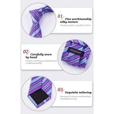 Stripe Tie Handkerchief Set - D-03-PURPLE/BLUE