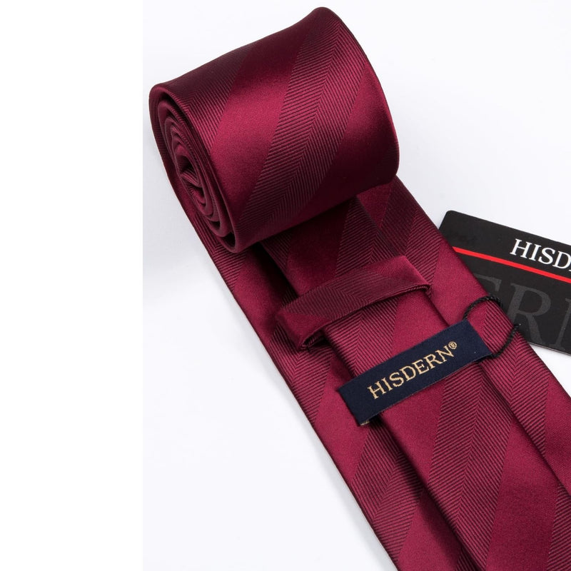 Stripe Tie Handkerchief Cufflinks - 02-RED6