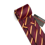 Stripe Tie Handkerchief Set - F-02 RED BURGUNDY