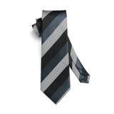 Stripe Tie Handkerchief Set - A-05 GREY BLACK