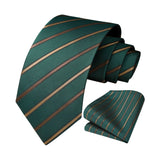 Stripe Tie Handkerchief Set - YELLOW/GREEN