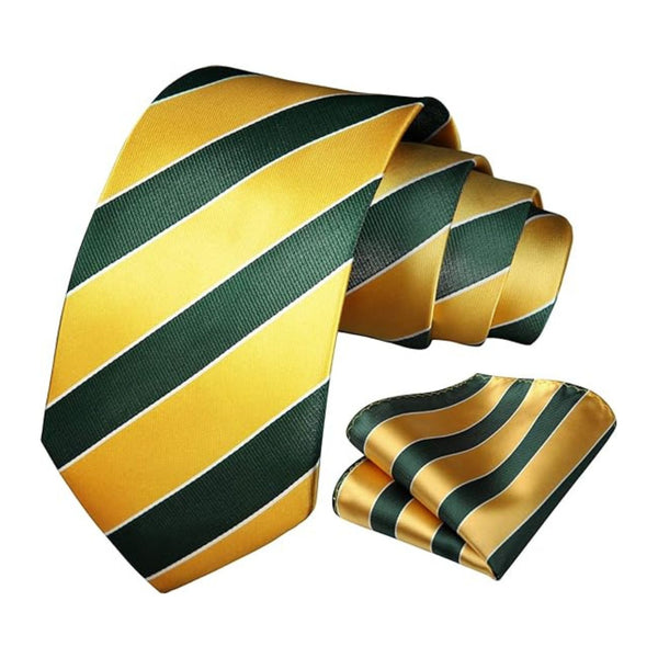 Stripe Tie Handkerchief Set - B-YELLOW 1