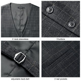 Plaid Slim Suit Vest - A-CHARCOAL GREY