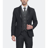 Plaid Slim Suit Vest - A-CHARCOAL GREY