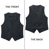 Plaid Slim Vest - A-DARK BLACK