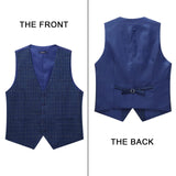 Plaid Slim Suit Vest - A-BLUE