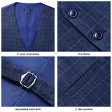 Plaid Slim Suit Vest - A-BLUE
