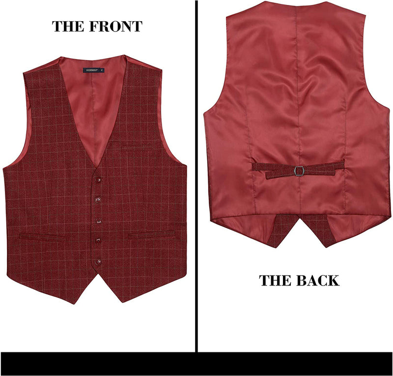 Plaid Slim Vest - A-RED