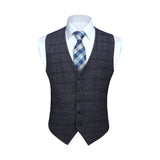 Plaid Slim Suit Vest - NAVY BLUE