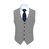 Plaid Slim Suit Vest - GREY-HOUNDSTOOTH