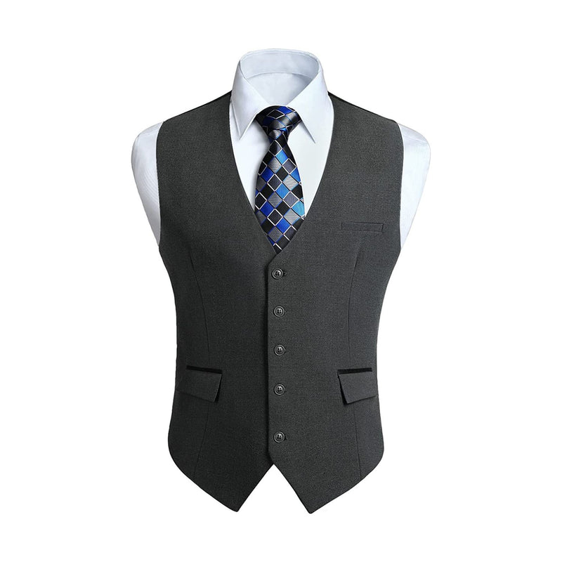 Solid Slim Suit Vest - C1-GREY