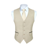 Men's Khaki Beige Light Satin Suit Vest Formal Wear for Wedding