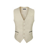 Men's Khaki Beige Light Satin Suit Vest Formal Wear for Wedding