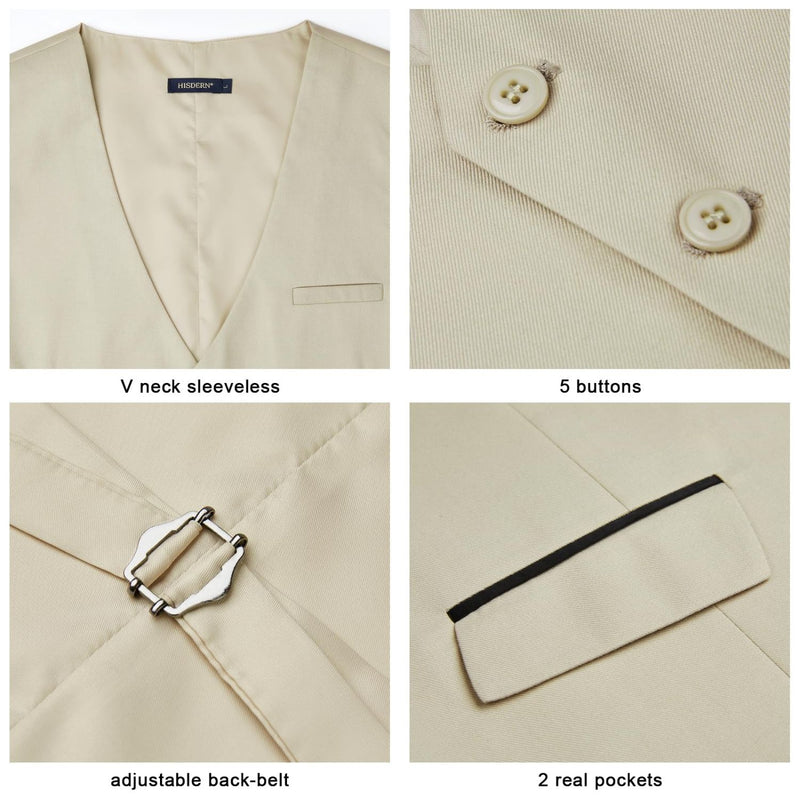 Men's Khaki Beige Light Satin Suit Vest Formal Wear for Wedding