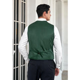 Solid Slim Suit Vest - VERDE-1