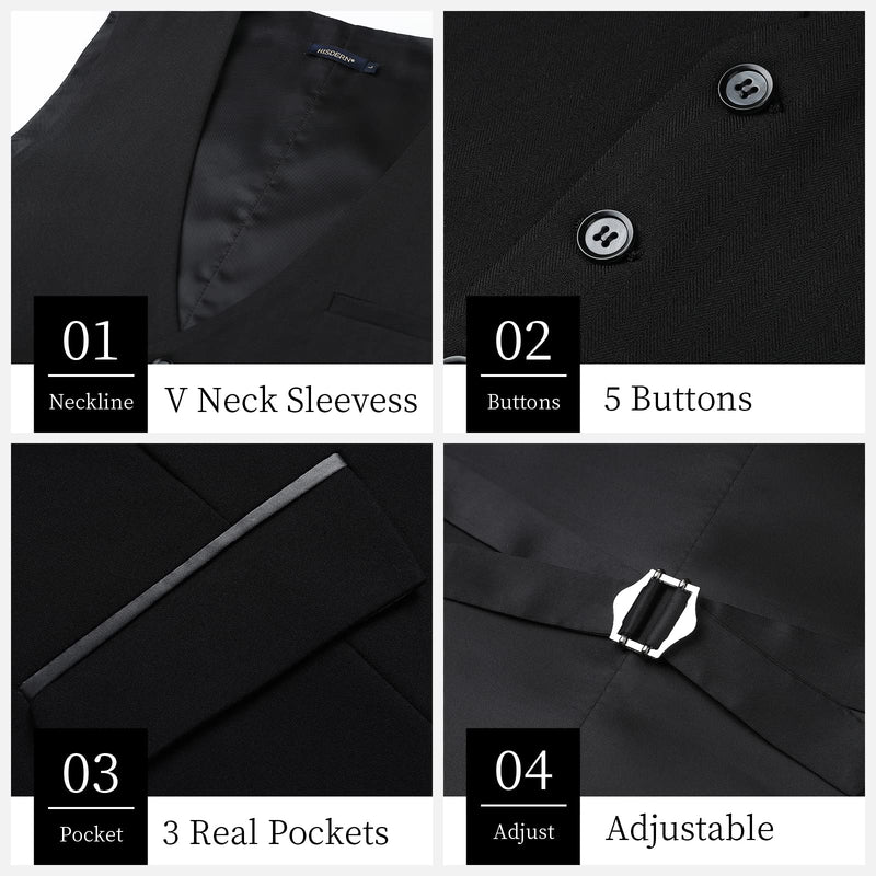Solid Slim Suit Vest - A1-BLACK