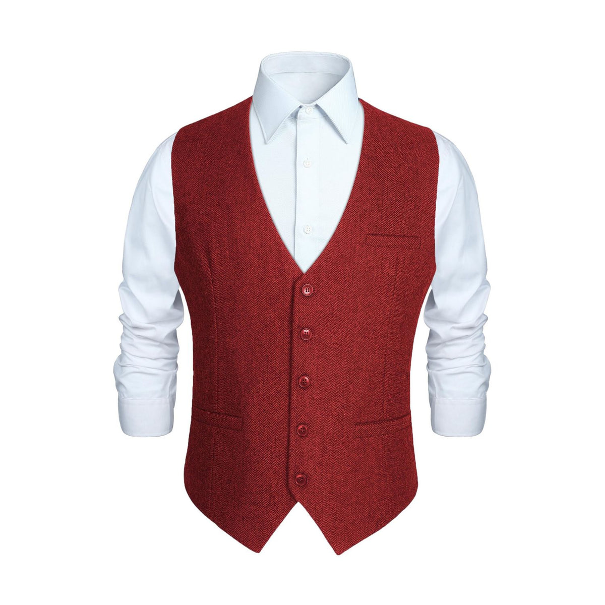 burgundy dress shirt with black vest Mens Burgundy Sharkskin Modern Fit Tuxedo Suit with Black Trim + Match main image 0