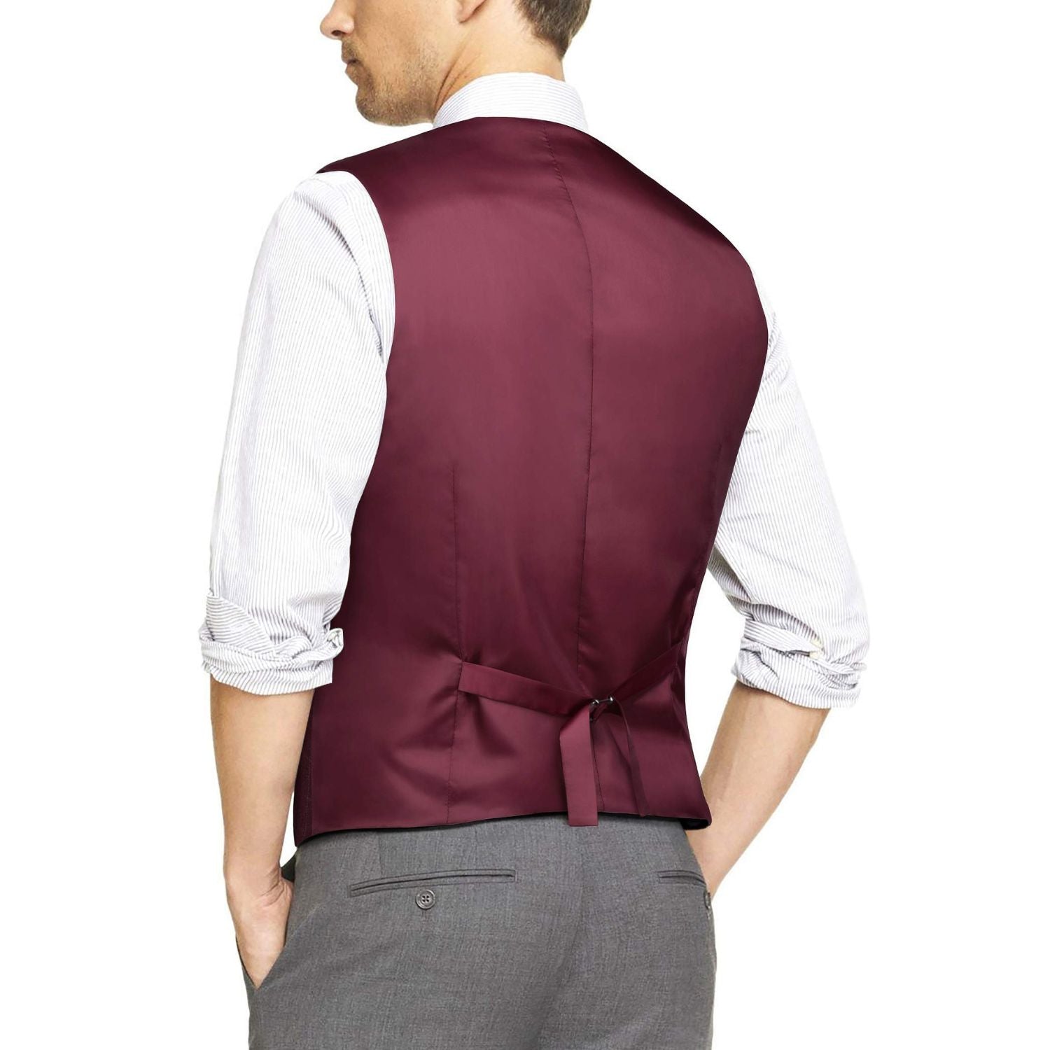 Elegant Burgundy Solid Color Vest Single Breasted Men's Vest