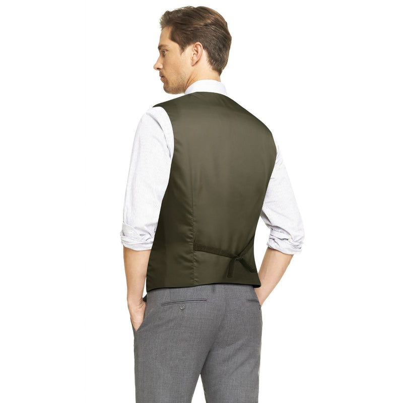 Plaid Slim Suit Vest - A-OLIVE GREEN