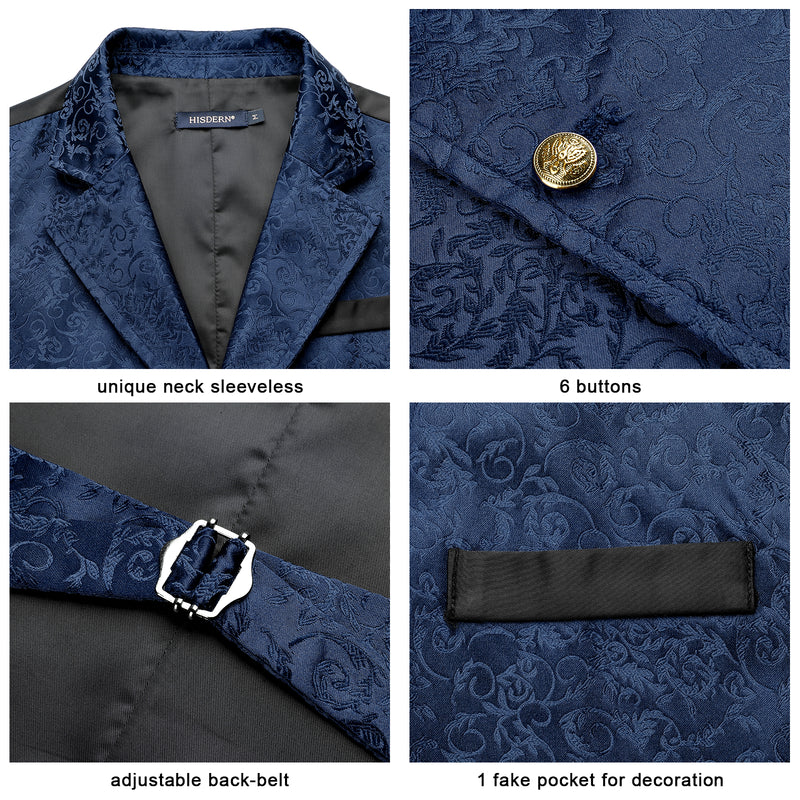 Gothic Lapel Vest for Men - NAVY BLUE 