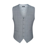 Plaid Slim Suit Vest - A-GREY LIGHT