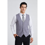 Plaid Slim Suit Vest - A-GREY LIGHT