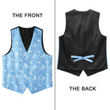 Paisley Floral 3pc Suit Vest Set - LIGHT BLUE