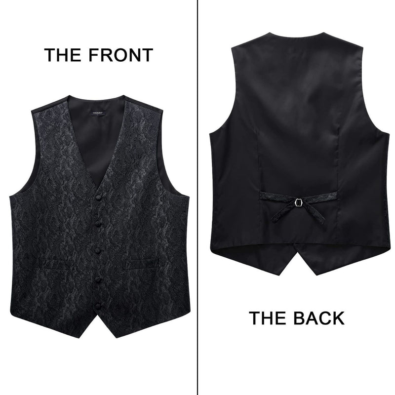 Paisley Floral 3pc Suit Vest Set - BLACK/N