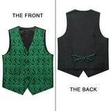 Paisley 3pc Suit Vest Set - GREEN-2