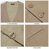 Solid Slim Suit Vest - KHAKI-6