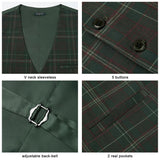 Plaid Slim Suit Vest - GREEN-5