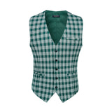 Plaid Slim Suit Vest - C-GREEN