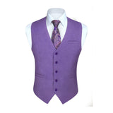 Solid Slim Suit Vest - A-PURPLE1