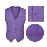 Solid Slim Suit Vest - A-PURPLE1