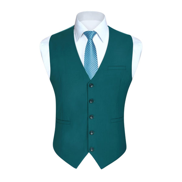 Solid Slim Suit Vest - TEAL