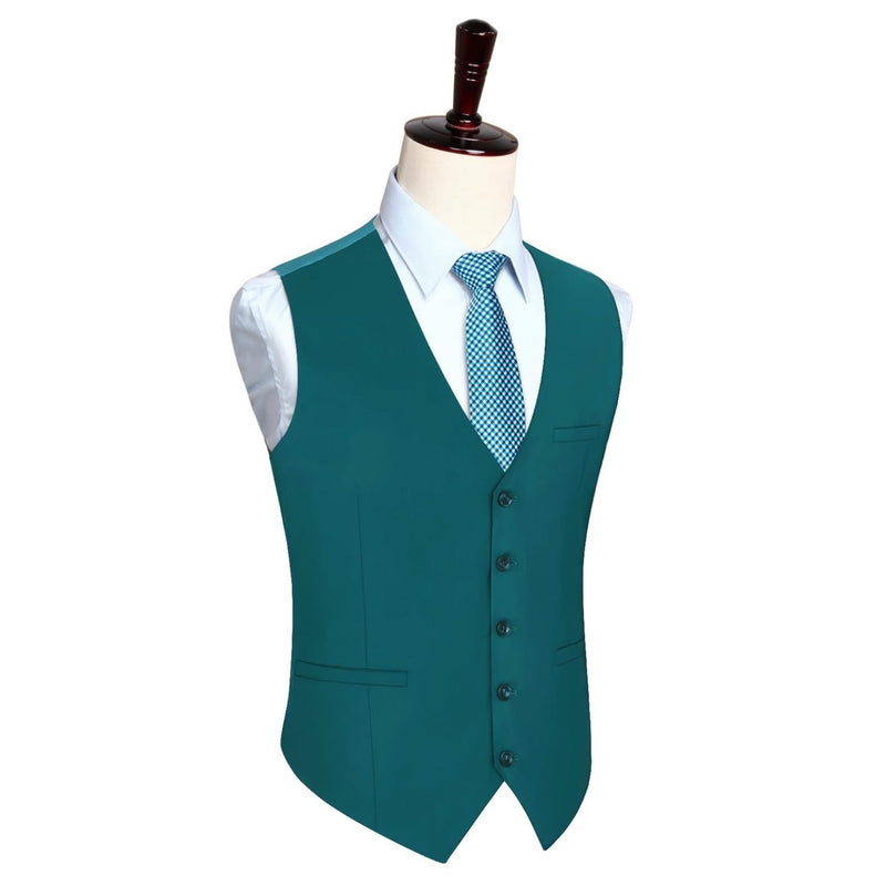 Solid Slim Suit Vest - TEAL