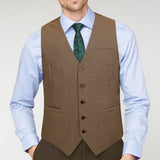 Solid Slim Suit Vest - F-KHAKI