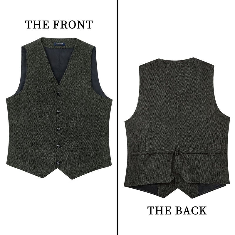 Men's Herringbone Tweed Vest - DRAK GREY