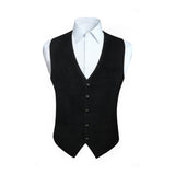 Hisdern Men's Herringbone Tweed Wool Vest Black for Party Suit Vest