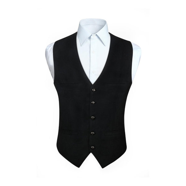 Hisdern Men's Herringbone Tweed Wool Vest Black for Party Suit Vest