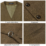 Men's Herringbone Tweed Vest - A-BROWN