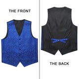 Paisley Floral 3pc Suit Vest Set - ROYAL BLUE 