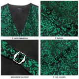 Floral 3pc Suit Vest Set - GREEN/N4