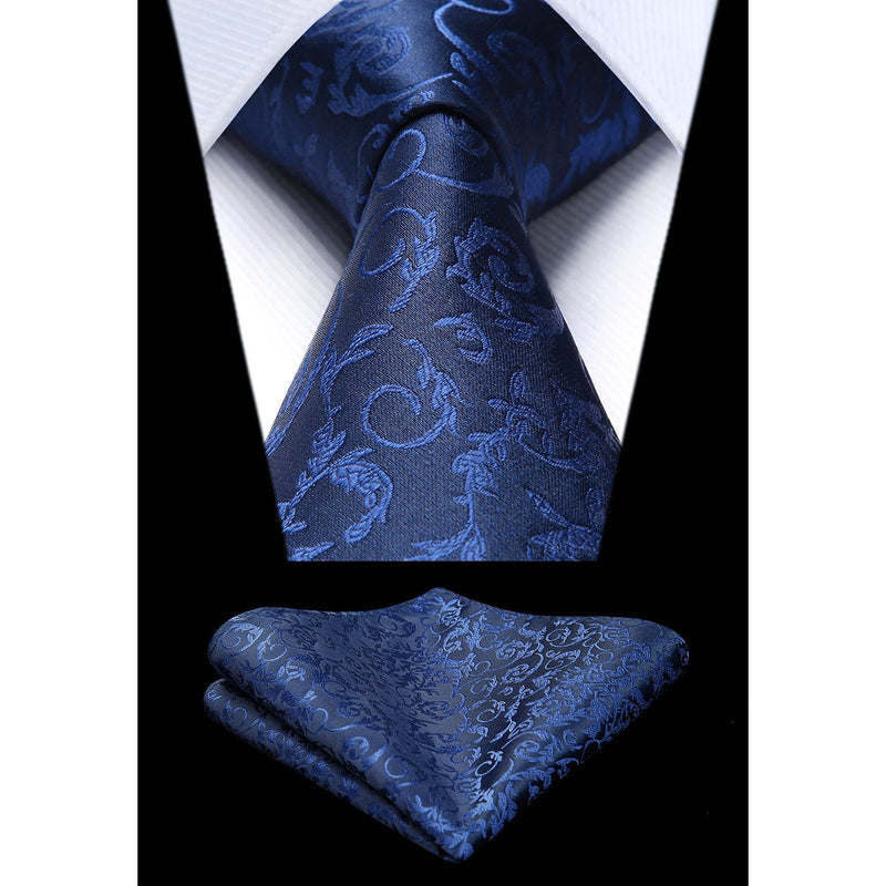 Paisley Vest Tie Handkerchief Set - NAVY BLUE