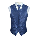 Paisley Vest Tie Handkerchief Set - NAVY BLUE