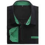 Men's Dress Shirt with Pocket - A-BLACK/GREEN