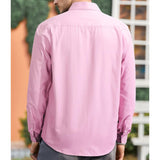 Casual Formal Shirt with Pocket - E-PINK/WHITE